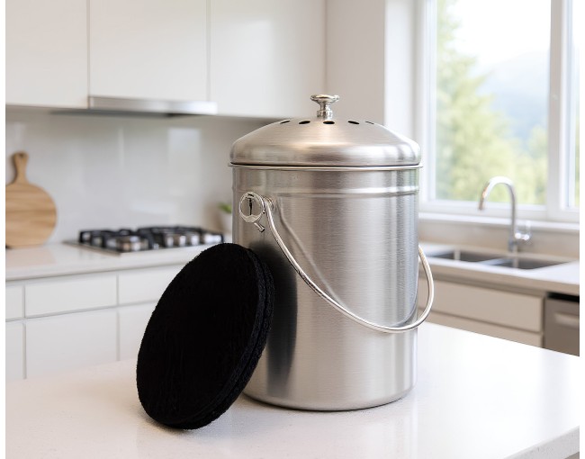 Kompostbehälter 5 Liter Edelstahl mit Filter