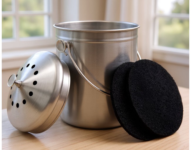 Bac à compost 5 litres en acier inoxydable avec filtre