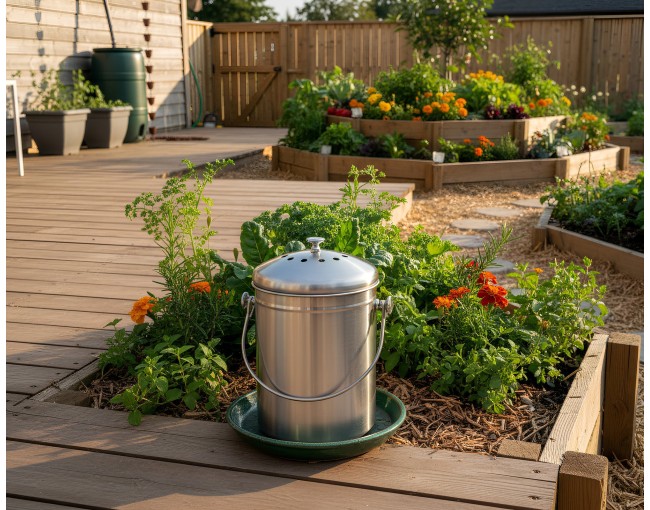 Compost bin 5 liters stainless steel with filter