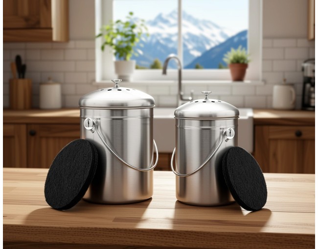 Bac à compost 5 litres en acier inoxydable avec filtre