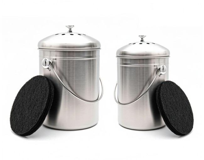 Bac à compost 5 litres en acier inoxydable avec filtre