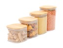 Narrow square storage jars, set of 4, small, Ø8cm