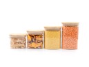 Narrow square storage jars, set of 4, small, Ø8cm