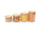 Narrow square storage jars, set of 4, small, Ø8cm