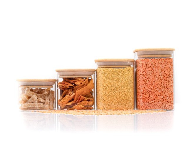 Bocaux de rangement carrés étroits, lot de 4, petits, Ø8cm