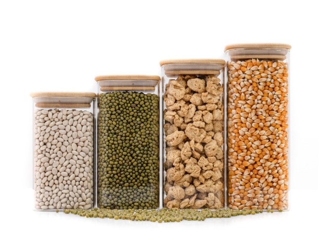 Barattoli di stoccaggio quadrati stretti, set da 4, grandi, Ø8cm