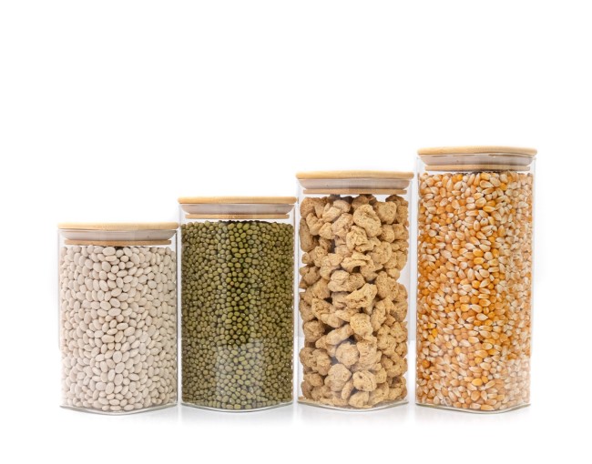 Narrow square storage jars, set of 4, large, Ø8cm