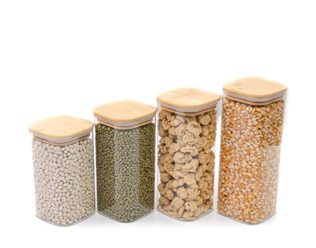 Bocaux de rangement carrés étroits, lot de 4, grand format, Ø8 cm