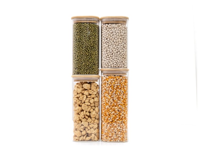 Narrow square storage jars, set of 4, large, Ø8cm