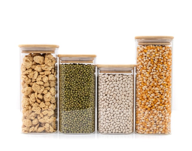 Narrow square storage jars, set of 4, large, Ø8cm