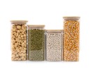 Barattoli di stoccaggio quadrati stretti, set da 4, grandi, Ø8cm