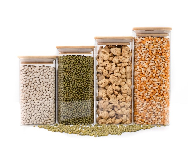 Schmale quadratische Vorratsgläser 4er Set gross Ø8cm