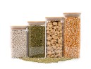 Barattoli di stoccaggio quadrati stretti, set da 4, grandi, Ø8cm