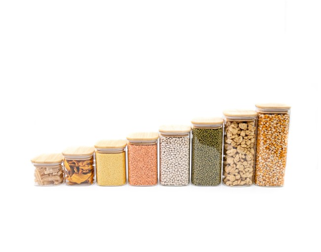 Bocaux de conservation ronds avec couvercles en bambou, lot de 4, 800 ml