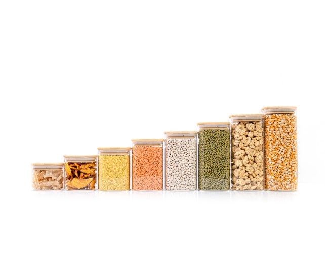 Round storage jars with bamboo lids, set of 4, 800ml