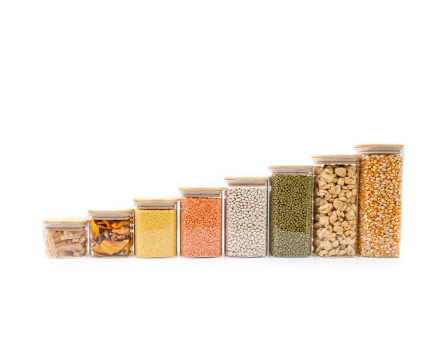 Round storage jars with bamboo lids, set of 4, 800ml