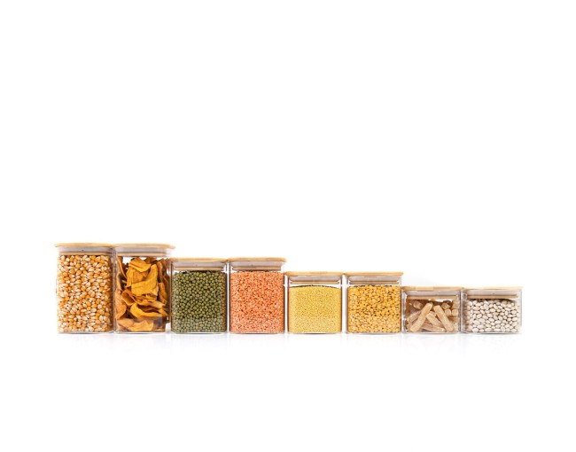Round storage jars with bamboo lids, set of 4, 800ml