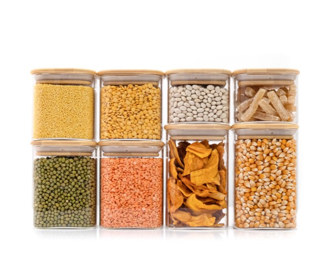 Bocaux de conservation ronds avec couvercles en bambou, lot de 4, 800 ml