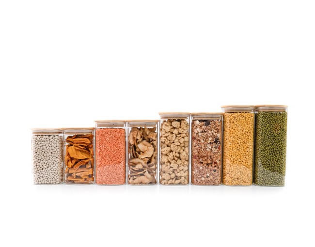 Bocaux de conservation ronds avec couvercles en bambou, lot de 4, 800 ml