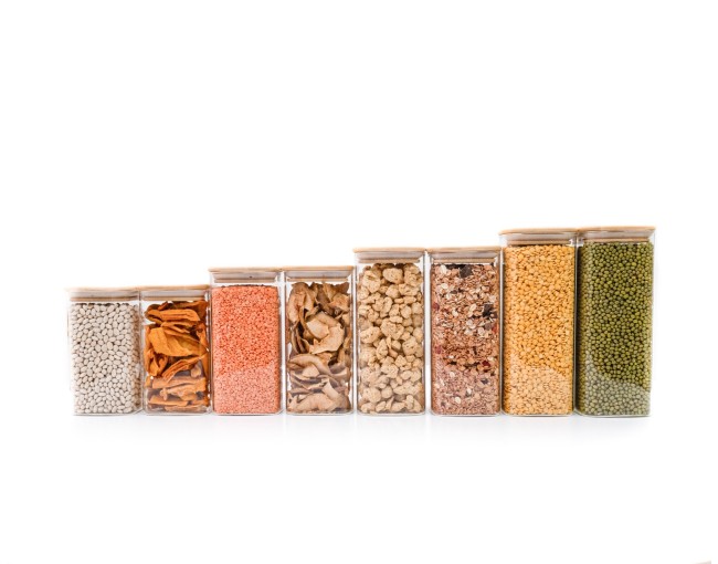 Bocaux de conservation ronds avec couvercles en bambou, lot de 4, 800 ml