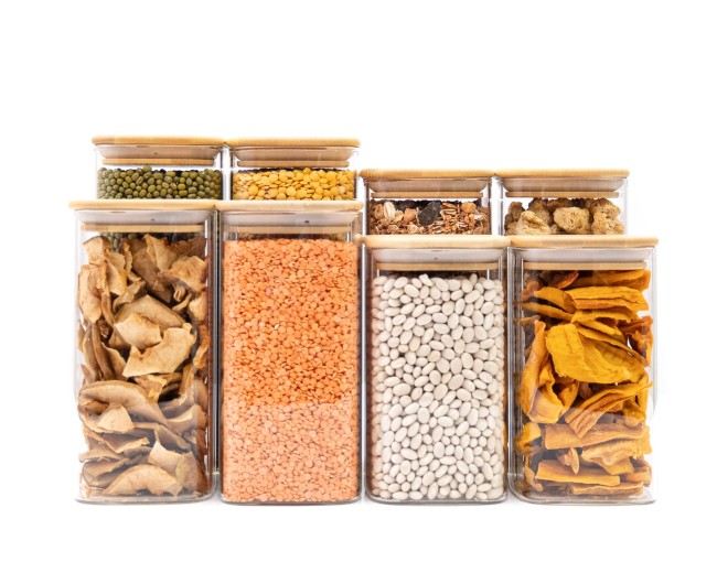 Bocaux de conservation ronds avec couvercles en bambou, lot de 4, 800 ml