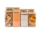 Bocaux de conservation ronds avec couvercles en bambou, lot de 4, 800 ml