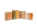 Round storage jars with bamboo lids, set of 4, 800ml