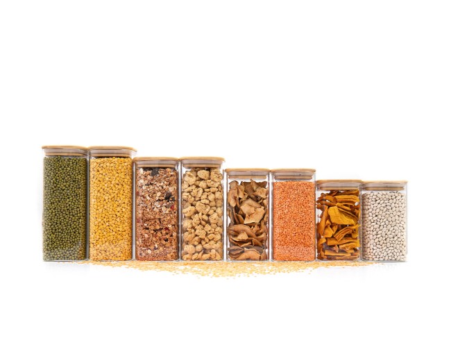 Bocaux de conservation ronds avec couvercles en bambou, lot de 4, 800 ml