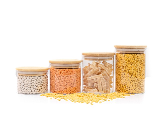 Bocaux de rangement ronds et étroits, lot de 4, petits, Ø8cm