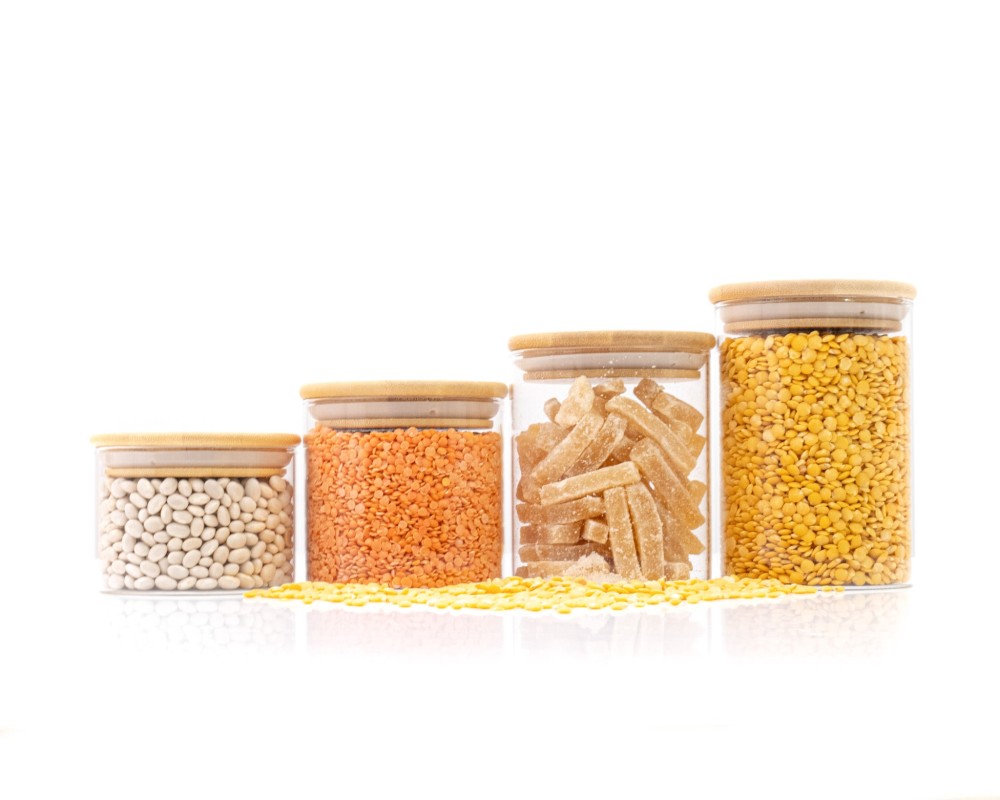 Narrow round storage jars, set of 4, small, Ø8cm