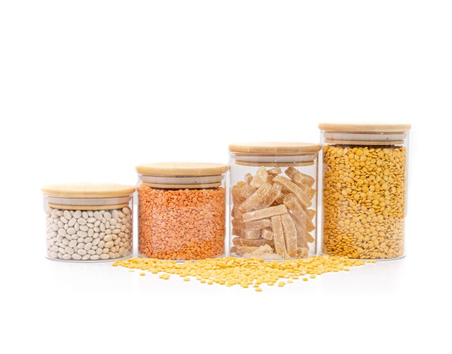 Narrow round storage jars, set of 4, small, Ø8cm