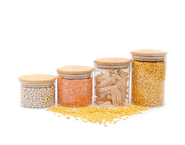 Bocaux de rangement ronds et étroits, lot de 4, petits, Ø8cm