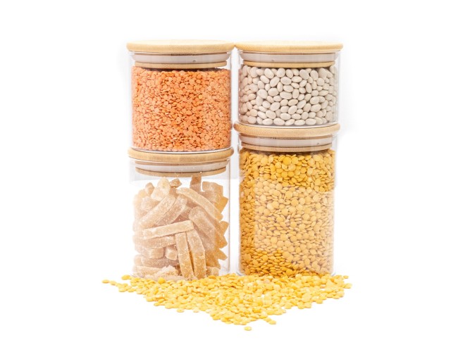 Schmale runde Vorratsgläser 4er Set klein Ø8cm