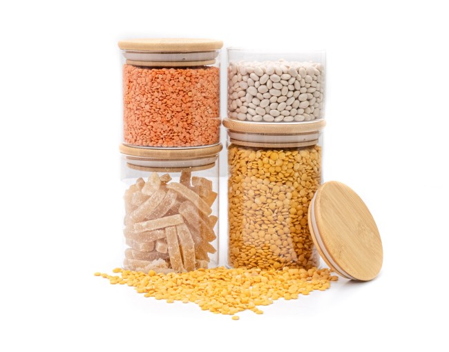 Bocaux de rangement ronds et étroits, lot de 4, petits, Ø8cm