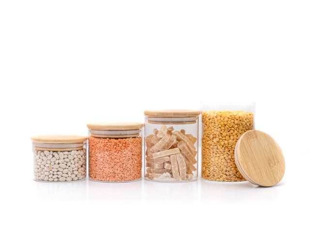 Bocaux de rangement ronds et étroits, lot de 4, petits, Ø8cm