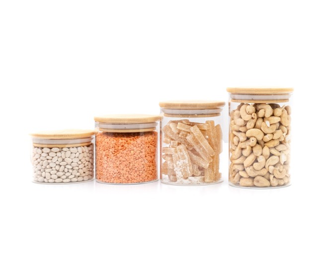Bocaux de rangement ronds et étroits, lot de 4, petits, Ø8cm