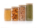 Round storage jars with bamboo lids, set of 4, 800ml