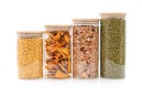 Round storage jars with bamboo lids, set of 4, 800ml