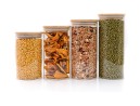 Round storage jars with bamboo lids, set of 4, 800ml