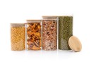 Round storage jars with bamboo lids, set of 4, 800ml