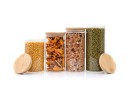 Bocaux de conservation ronds avec couvercles en bambou, lot de 4, 800 ml