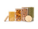 Bocaux de conservation ronds avec couvercles en bambou, lot de 4, 800 ml