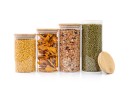 Round storage jars with bamboo lids, set of 4, 800ml