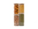 Round storage jars with bamboo lids, set of 4, 800ml