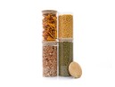 Round storage jars with bamboo lids, set of 4, 800ml