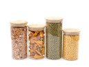 Round storage jars with bamboo lids, set of 4, 800ml