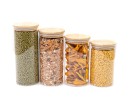 Bocaux de conservation ronds avec couvercles en bambou, lot de 4, 800 ml