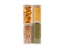 Round storage jars with bamboo lids, set of 4, 800ml