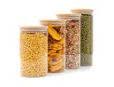 Round storage jars with bamboo lids, set of 4, 800ml