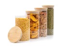 Round storage jars with bamboo lids, set of 4, 800ml